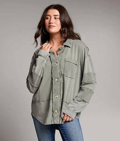 Washed Waffle Knit Shirt
