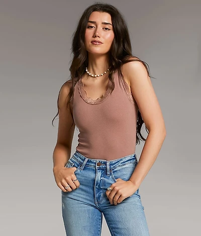 Lace Trim Tank Top
