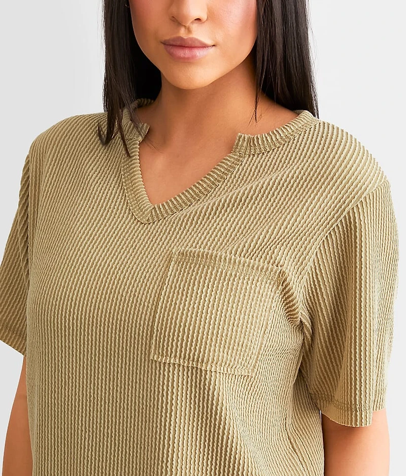 Textured Notch Neck Top