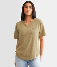 Textured Notch Neck Top
