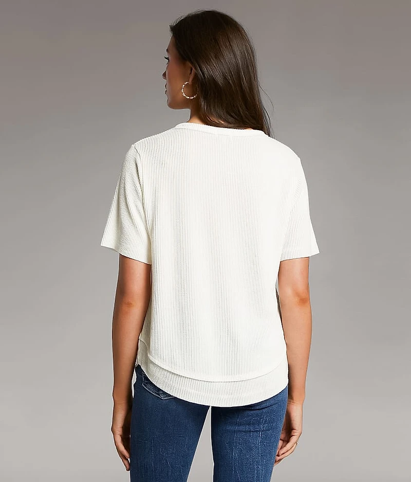 Textured Notch Neck Top