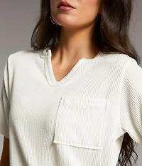 Textured Notch Neck Top