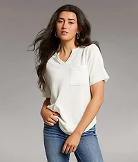 Textured Notch Neck Top