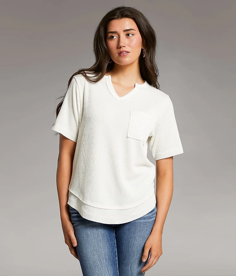 Textured Notch Neck Top