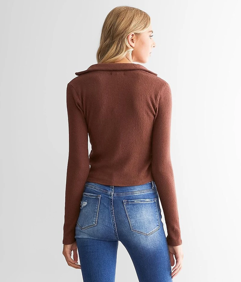 Collared Rib Knit Top