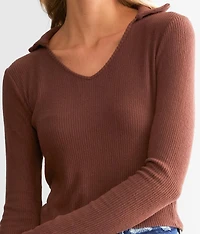 Collared Rib Knit Top