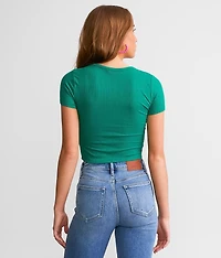 Ribbed Handkerchief Hem T-Shirt