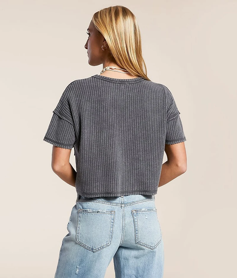 Washed Waffle Cropped T-Shirt