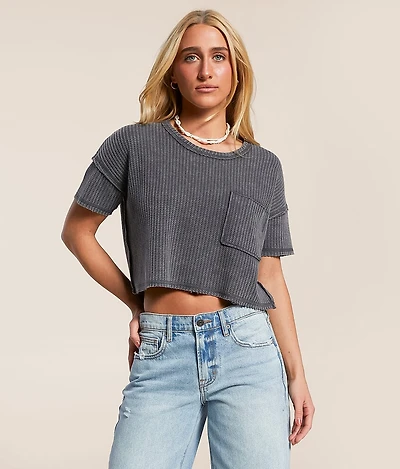 Washed Waffle Cropped T-Shirt