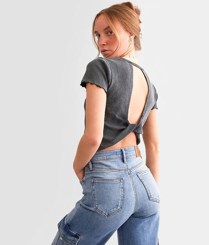 Twisted Open Back Cropped Top