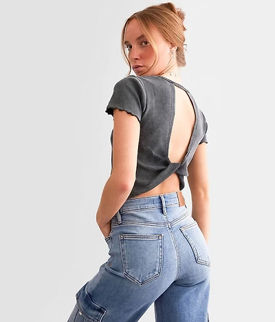 Twisted Open Back Cropped Top