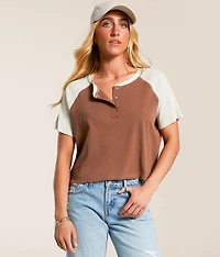 Ribbed Color Block Henley