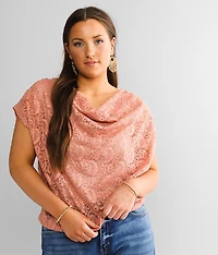 Cowl Neck Lace Top