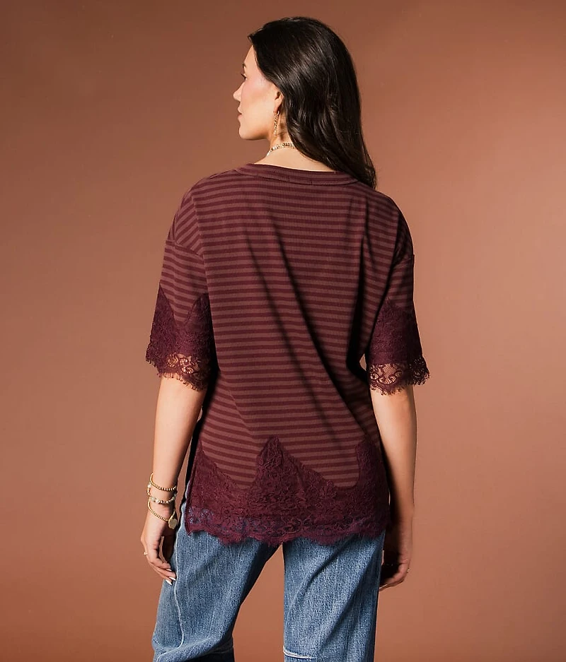 Striped Lace Trim Top