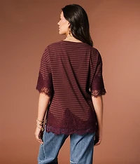 Striped Lace Trim Top