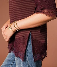 Striped Lace Trim Top