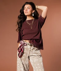 Striped Lace Trim Top