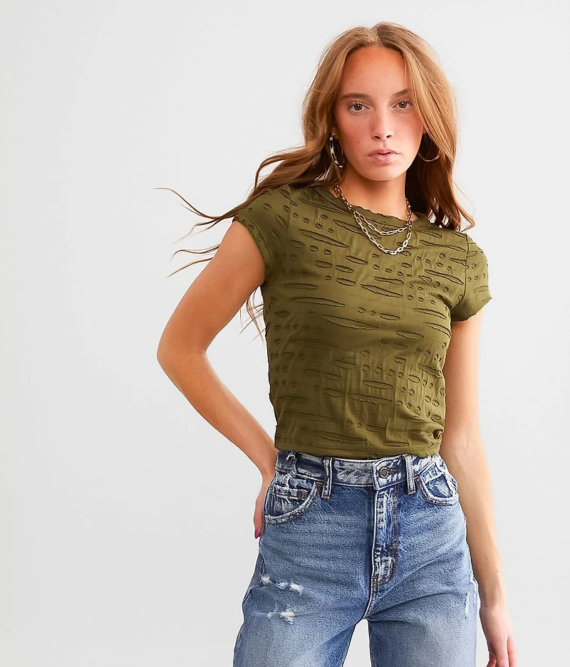Raw Edge Cropped T-Shirt