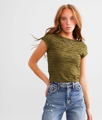 Raw Edge Cropped T-Shirt