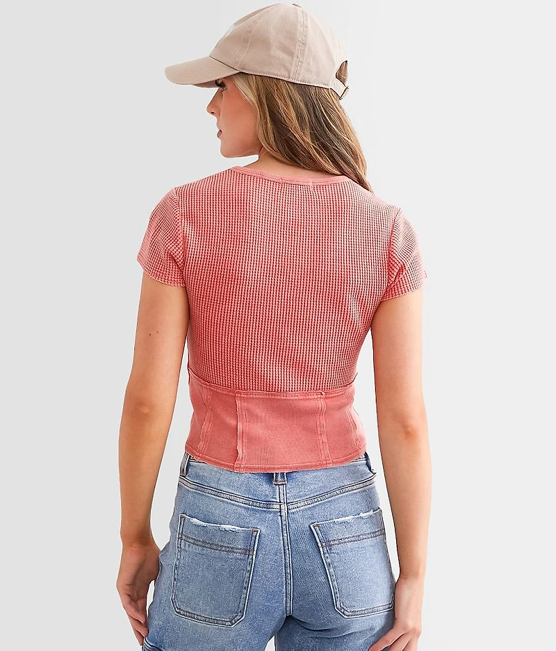 Pieced Waffle Knit Top