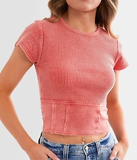Pieced Waffle Knit Top
