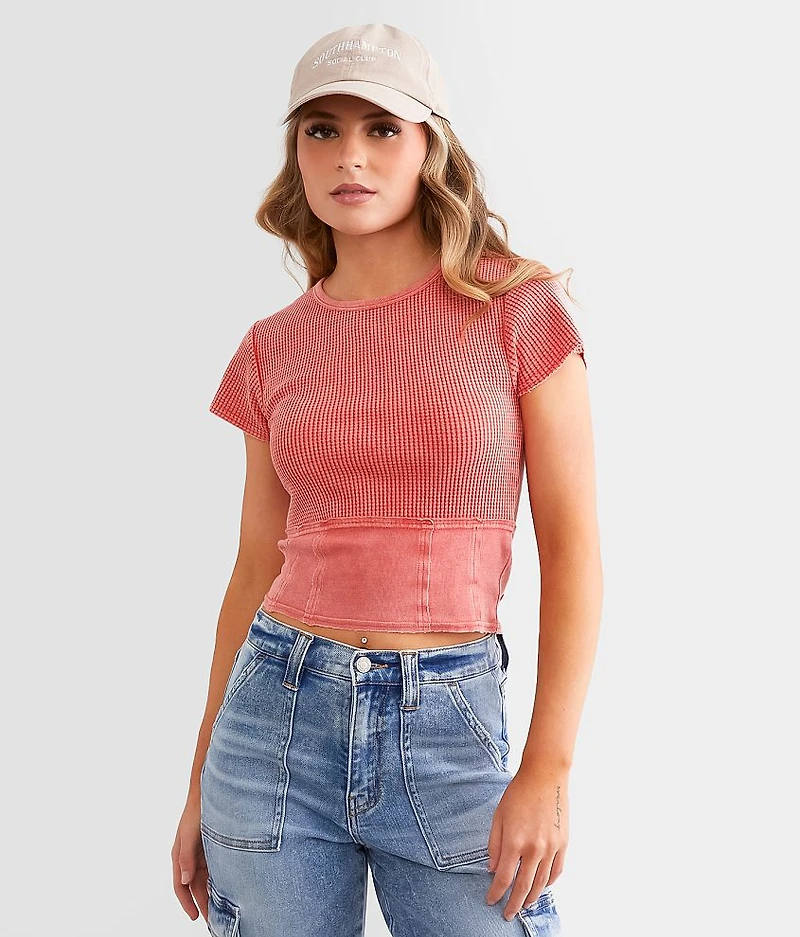 Pieced Waffle Knit Top