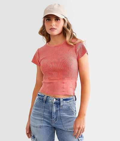 Pieced Waffle Knit Top