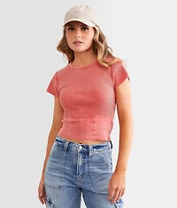 Pieced Waffle Knit Top