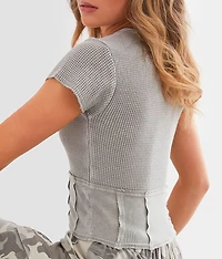 Pieced Waffle Knit Top