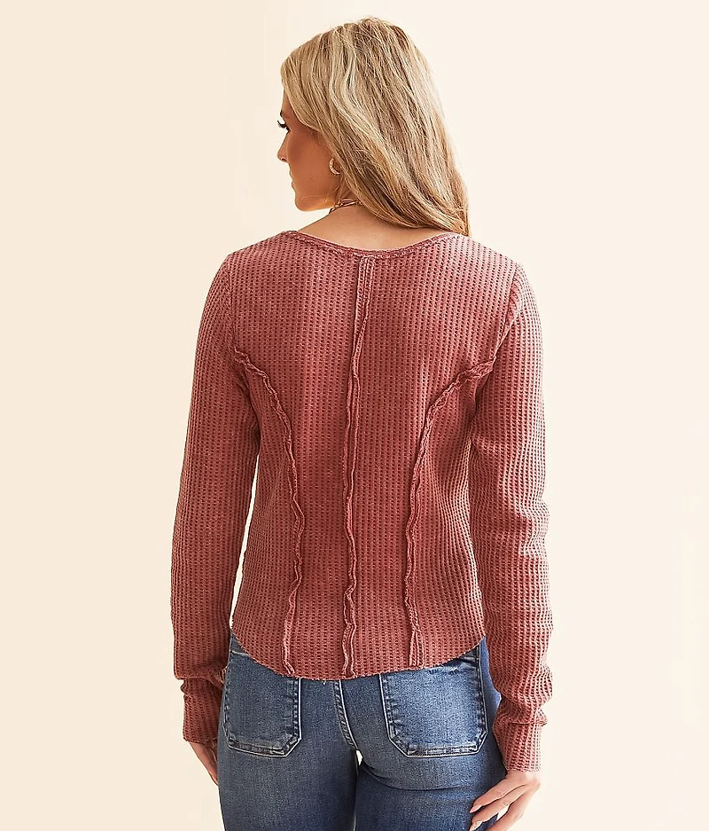 Washed Waffle Knit Top