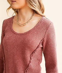 Washed Waffle Knit Top