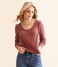 Washed Waffle Knit Top