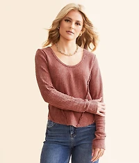 Washed Waffle Knit Top