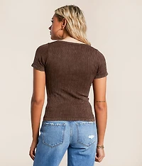 Ribbed Notch Neck Top
