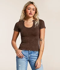Ribbed Notch Neck Top