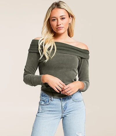 Gilded Intent Off The Shoulder Washed Top