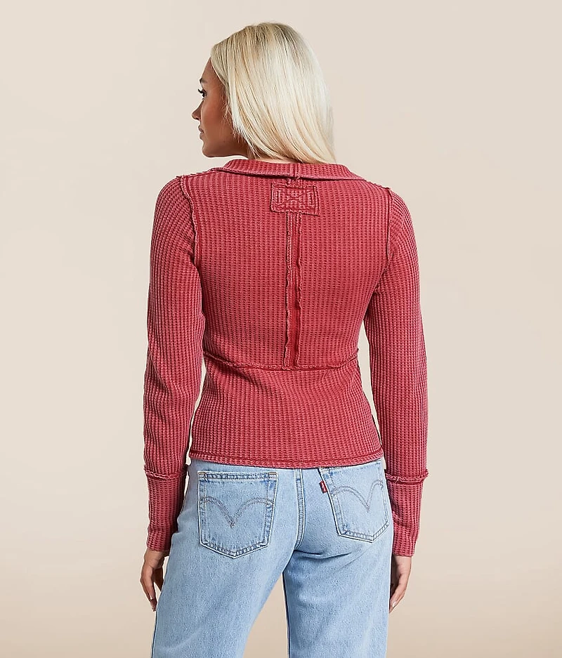 Washed Waffle Knit Pullover