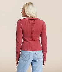 Washed Waffle Knit Pullover