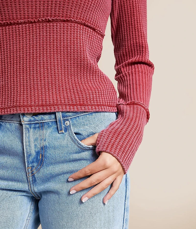 Washed Waffle Knit Pullover