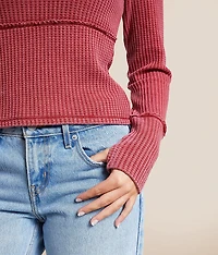 Washed Waffle Knit Pullover