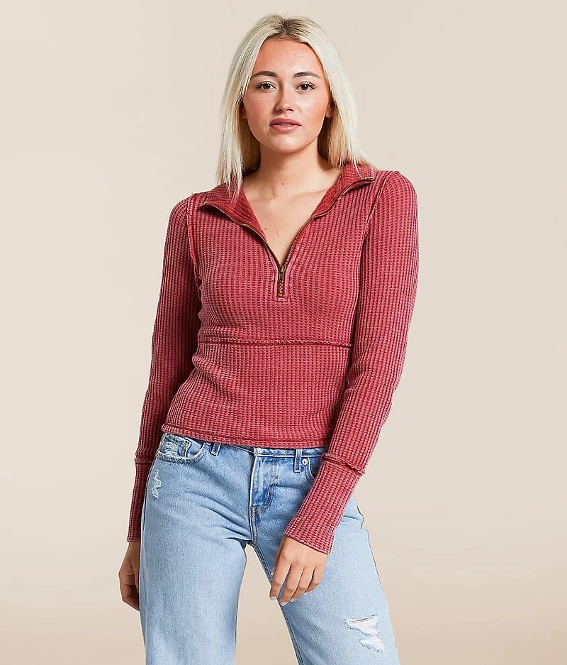 Washed Waffle Knit Pullover
