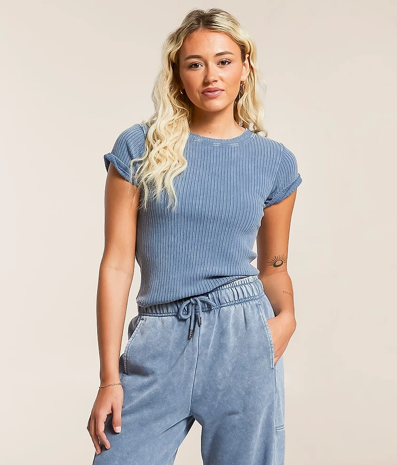 Washed Knit Hooded Sweatshirt