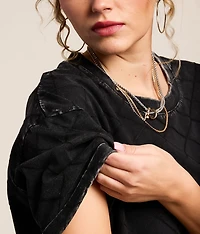 Oversized Embroidery Quilted T-Shirt