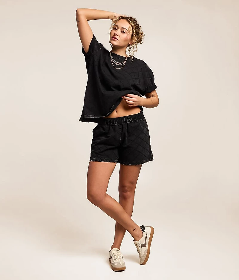 Oversized Embroidery Quilted T-Shirt