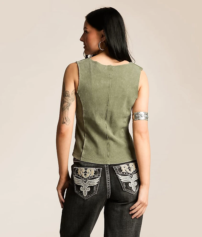 Raw Edge Washed Tank Top