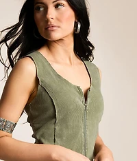 Raw Edge Washed Tank Top