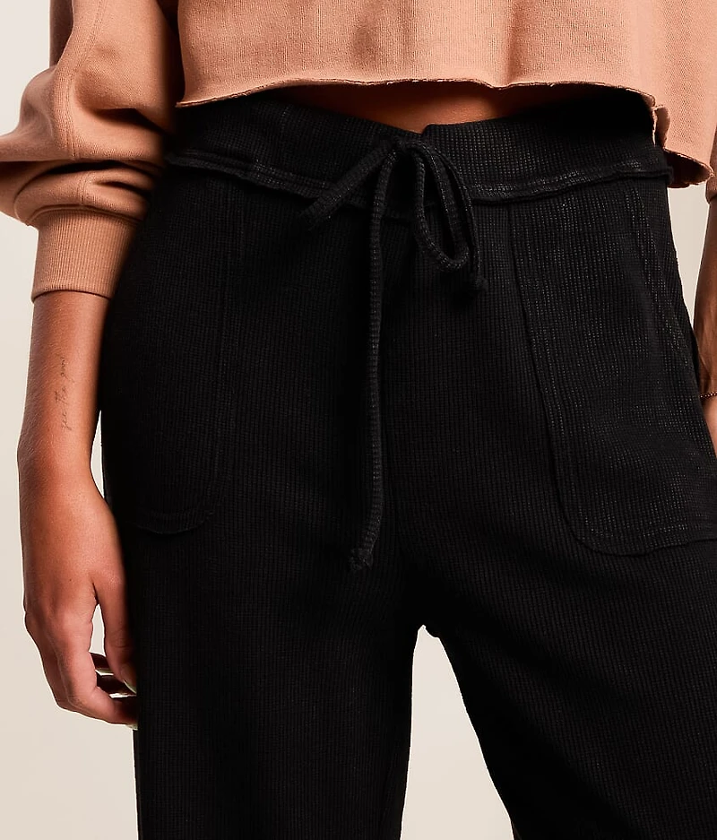 Washed Wide Leg Thermal Pant