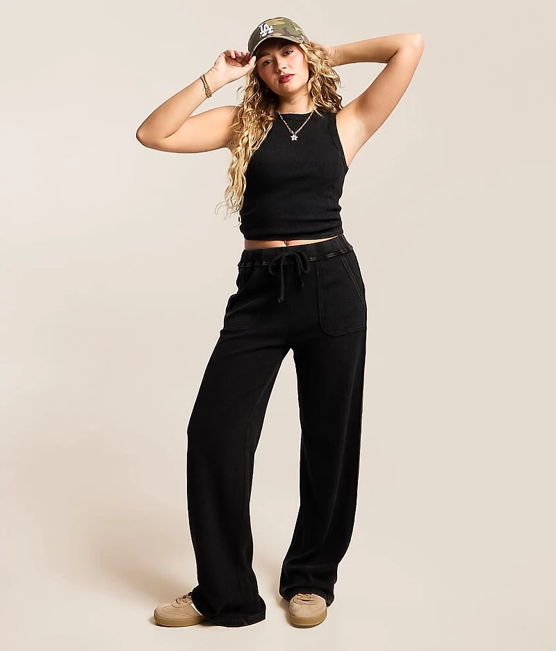 Washed Wide Leg Thermal Pant