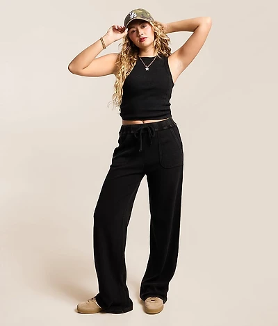 Washed Wide Leg Thermal Pant