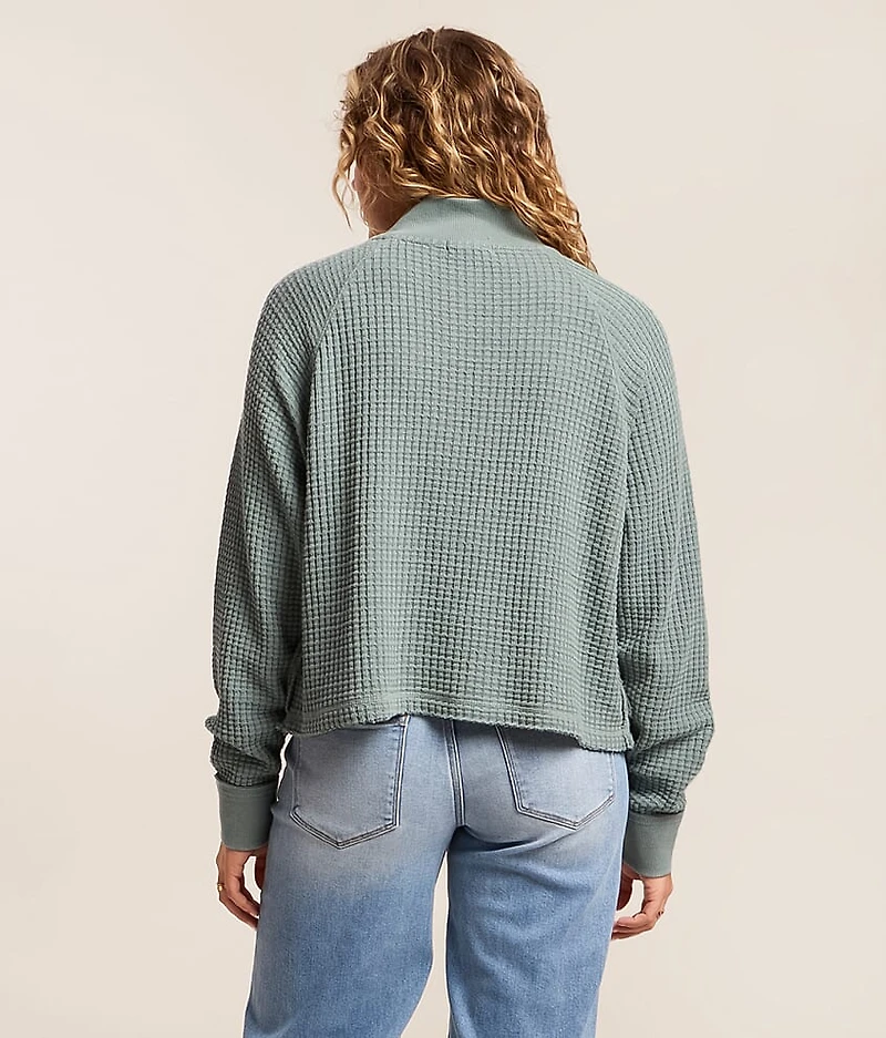 Waffle Knit Henley Pullover